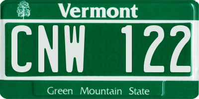 VT license plate CNW122