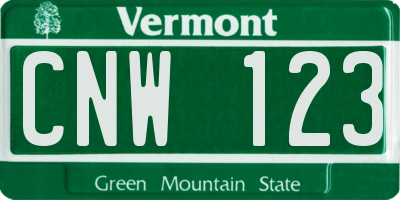 VT license plate CNW123