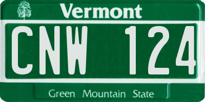 VT license plate CNW124