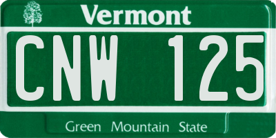 VT license plate CNW125
