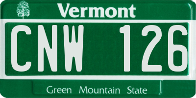VT license plate CNW126