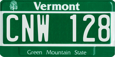 VT license plate CNW128