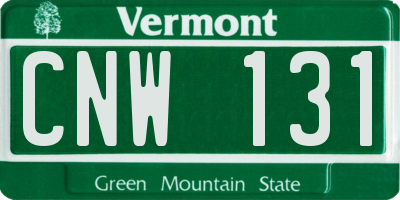 VT license plate CNW131