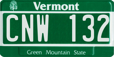 VT license plate CNW132