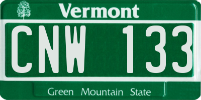 VT license plate CNW133