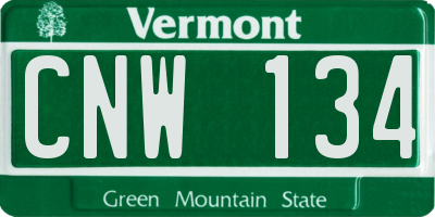 VT license plate CNW134
