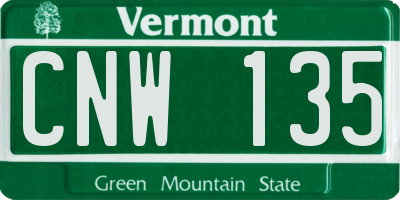 VT license plate CNW135