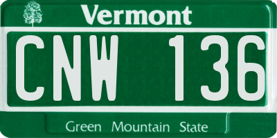 VT license plate CNW136