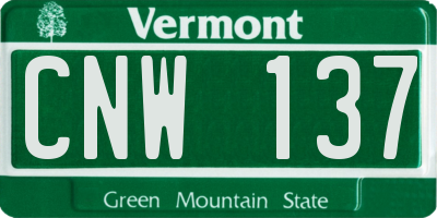 VT license plate CNW137