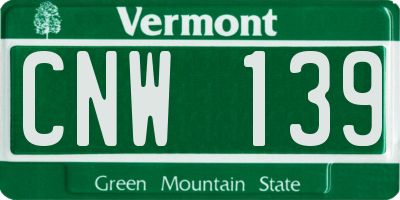 VT license plate CNW139