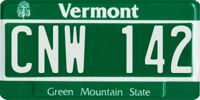 VT license plate CNW142