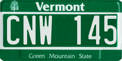 VT license plate CNW145