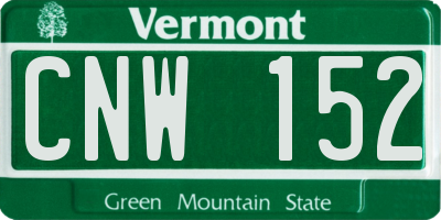 VT license plate CNW152