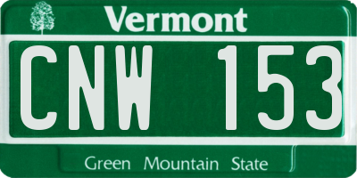 VT license plate CNW153