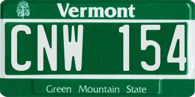 VT license plate CNW154