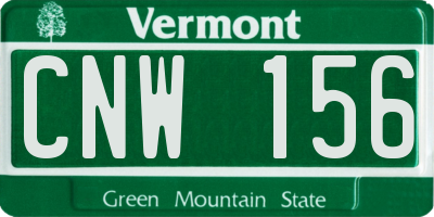 VT license plate CNW156