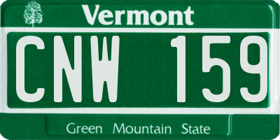 VT license plate CNW159