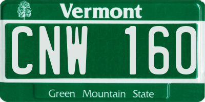 VT license plate CNW160