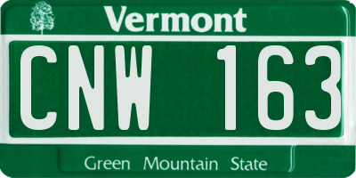 VT license plate CNW163