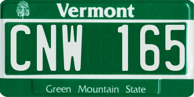 VT license plate CNW165
