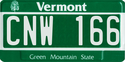 VT license plate CNW166