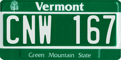 VT license plate CNW167