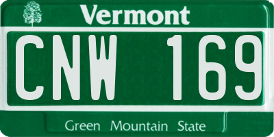 VT license plate CNW169