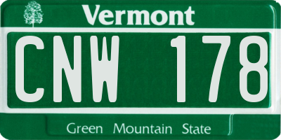 VT license plate CNW178