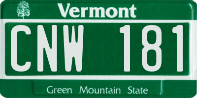 VT license plate CNW181