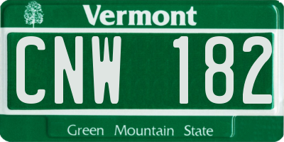 VT license plate CNW182