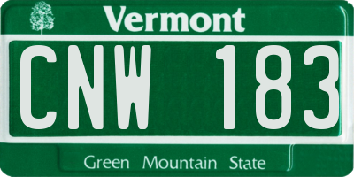 VT license plate CNW183