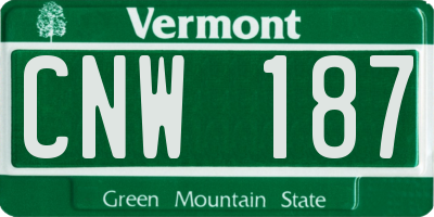 VT license plate CNW187