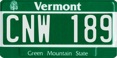 VT license plate CNW189