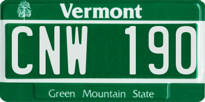 VT license plate CNW190