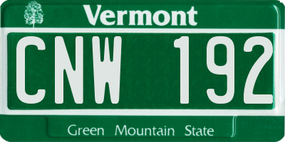 VT license plate CNW192