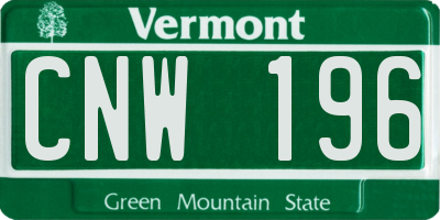 VT license plate CNW196