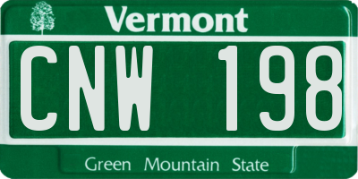 VT license plate CNW198