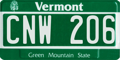 VT license plate CNW206