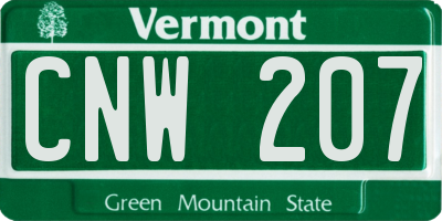 VT license plate CNW207