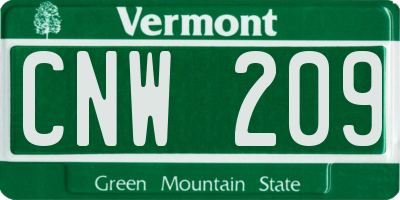 VT license plate CNW209