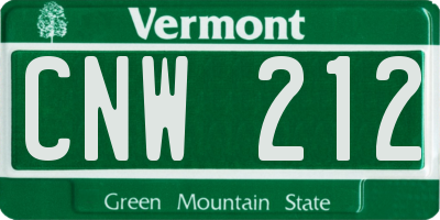 VT license plate CNW212