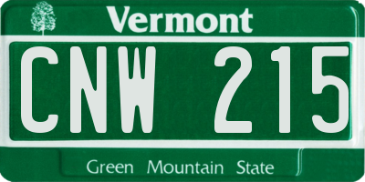 VT license plate CNW215