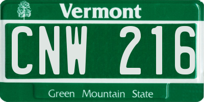 VT license plate CNW216