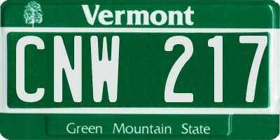 VT license plate CNW217
