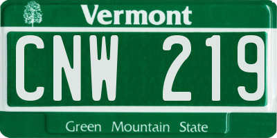 VT license plate CNW219