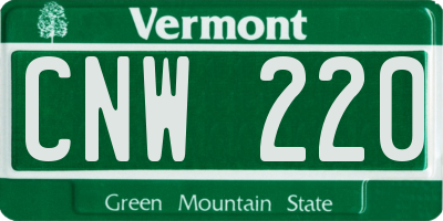 VT license plate CNW220
