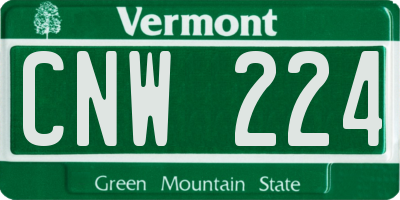 VT license plate CNW224