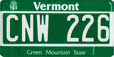 VT license plate CNW226
