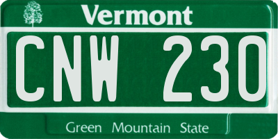 VT license plate CNW230