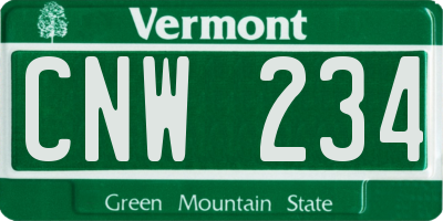 VT license plate CNW234